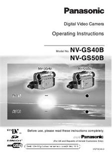 Panasonic NV GS 50 B manual. Camera Instructions.